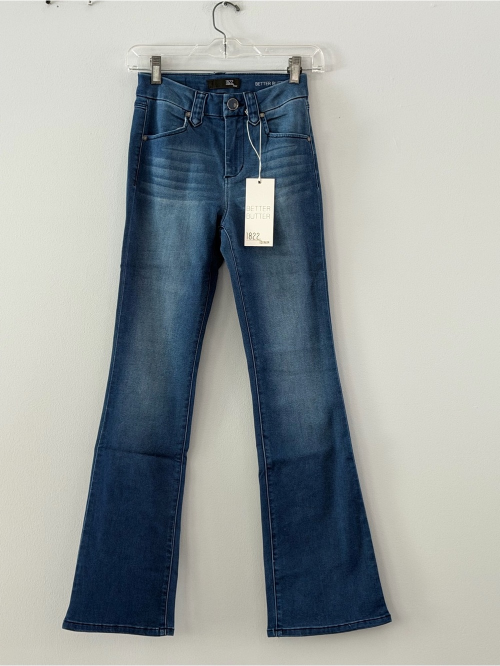 1822 Better than Butter Denim High Rise Boot Cut Jeans - Mid Wash